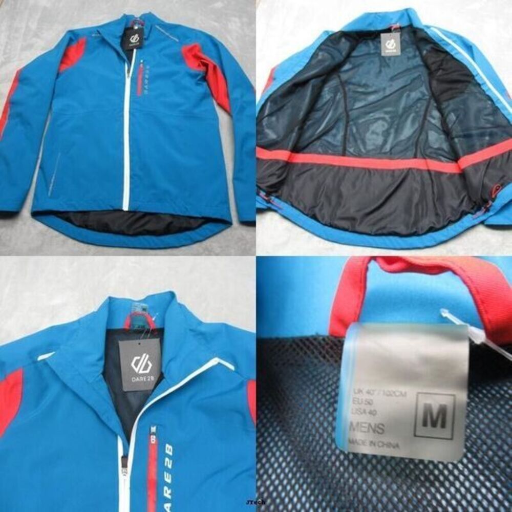 Dare 2B Jacket Mens Medium Blue Colorblock Reflective Stretch Full Zip‎ Rain NWD